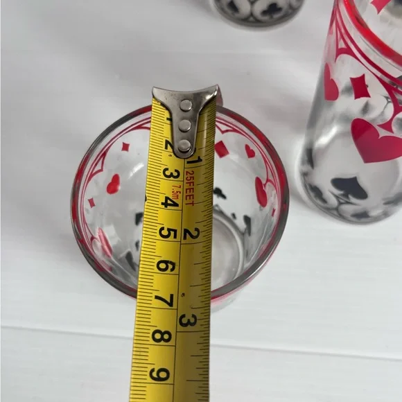 Vintage Playing Card Glasses Hearts Spades Set of Five - Picture 5 of 6